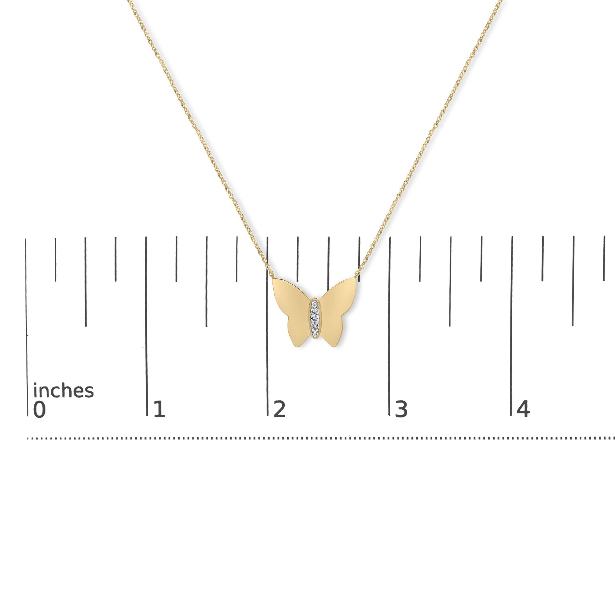 Gold Vermeil Diamond Accent Butterfly Pendant Necklace