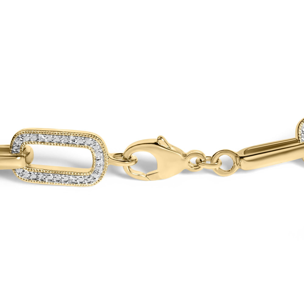 Gold Vermeil 1/10 Cttw Diamond Bold Paperclip Link Bracelet