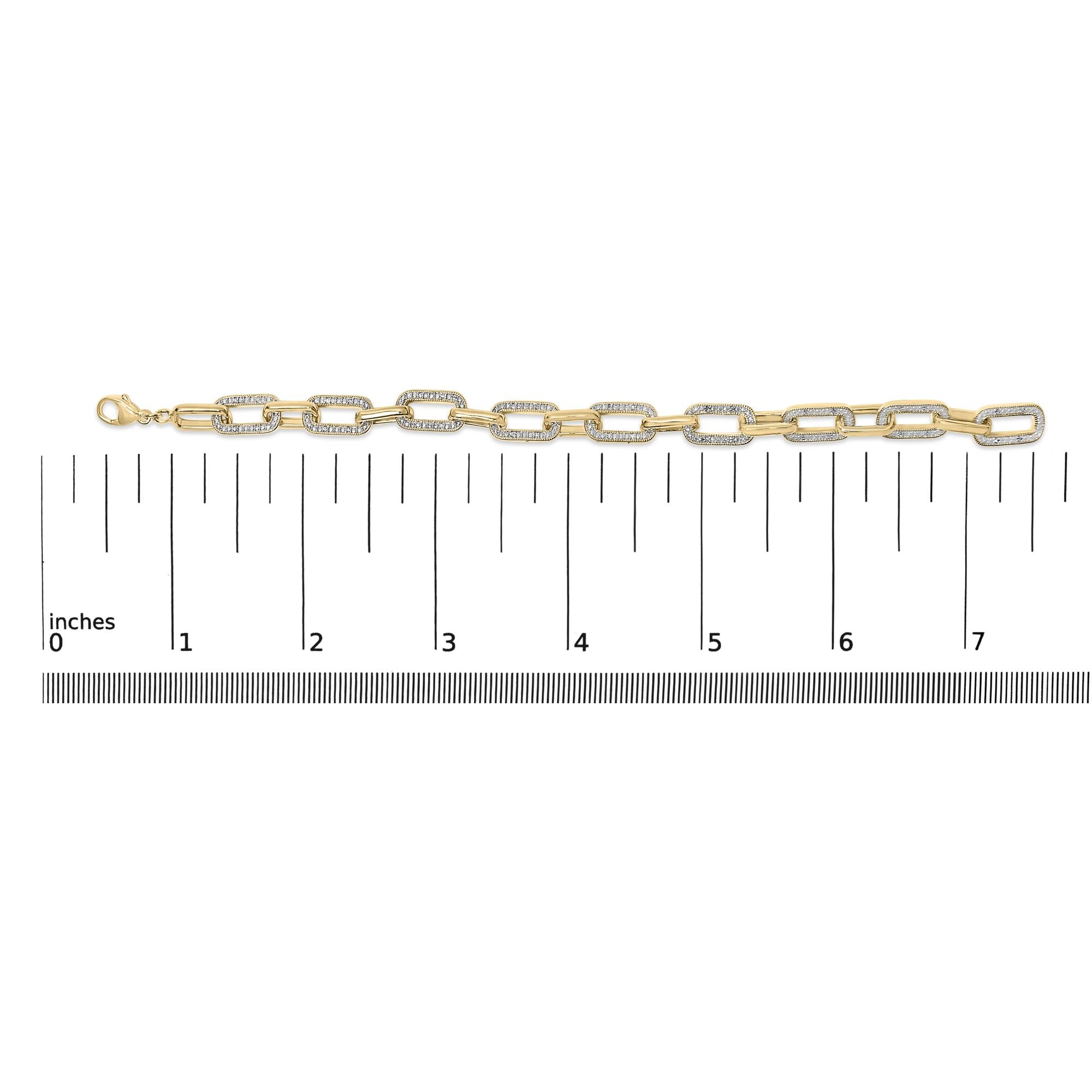 Gold Vermeil 1/10 Cttw Diamond Bold Paperclip Link Bracelet