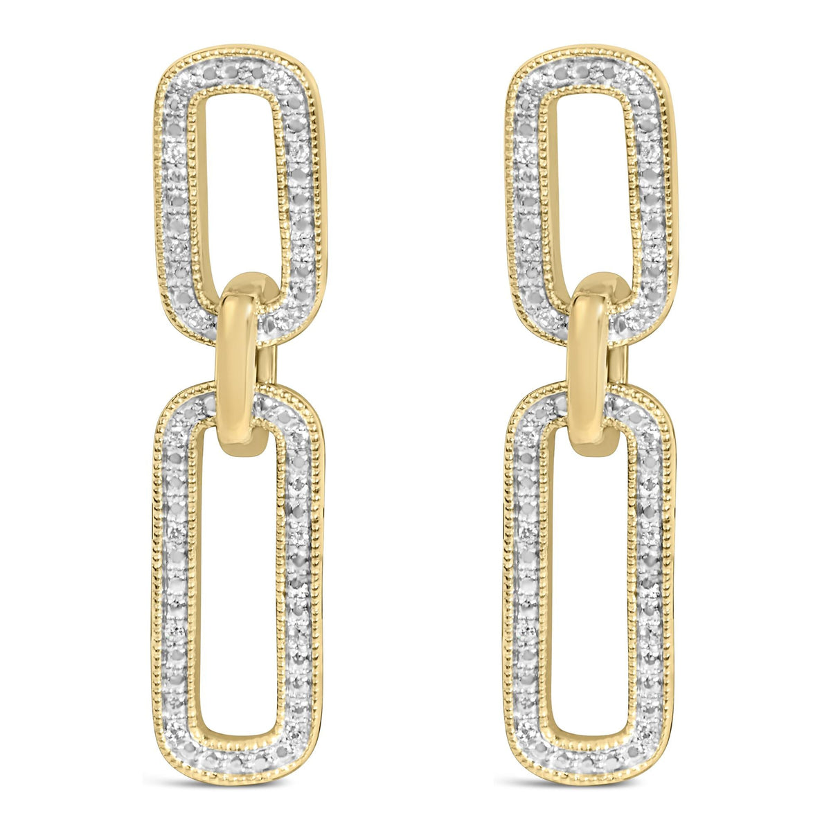 Gold Vermeil 1/10 Cttw Diamond Cttw Bold Paperclip Earring