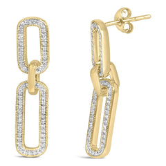 Gold Vermeil 1/10 Cttw Diamond Cttw Bold Paperclip Earring