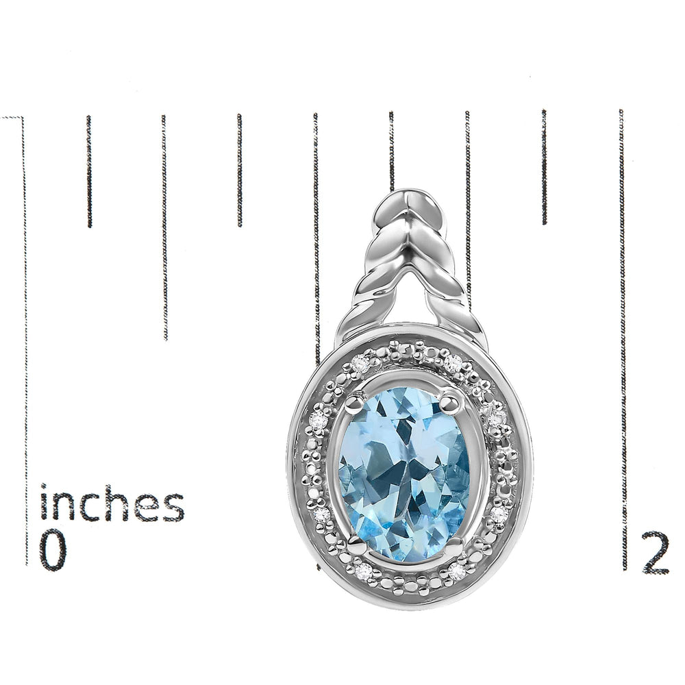 Sterling Silver Oval Blue Topaz and Diamond Accent Twist and Halo Drop Earrings