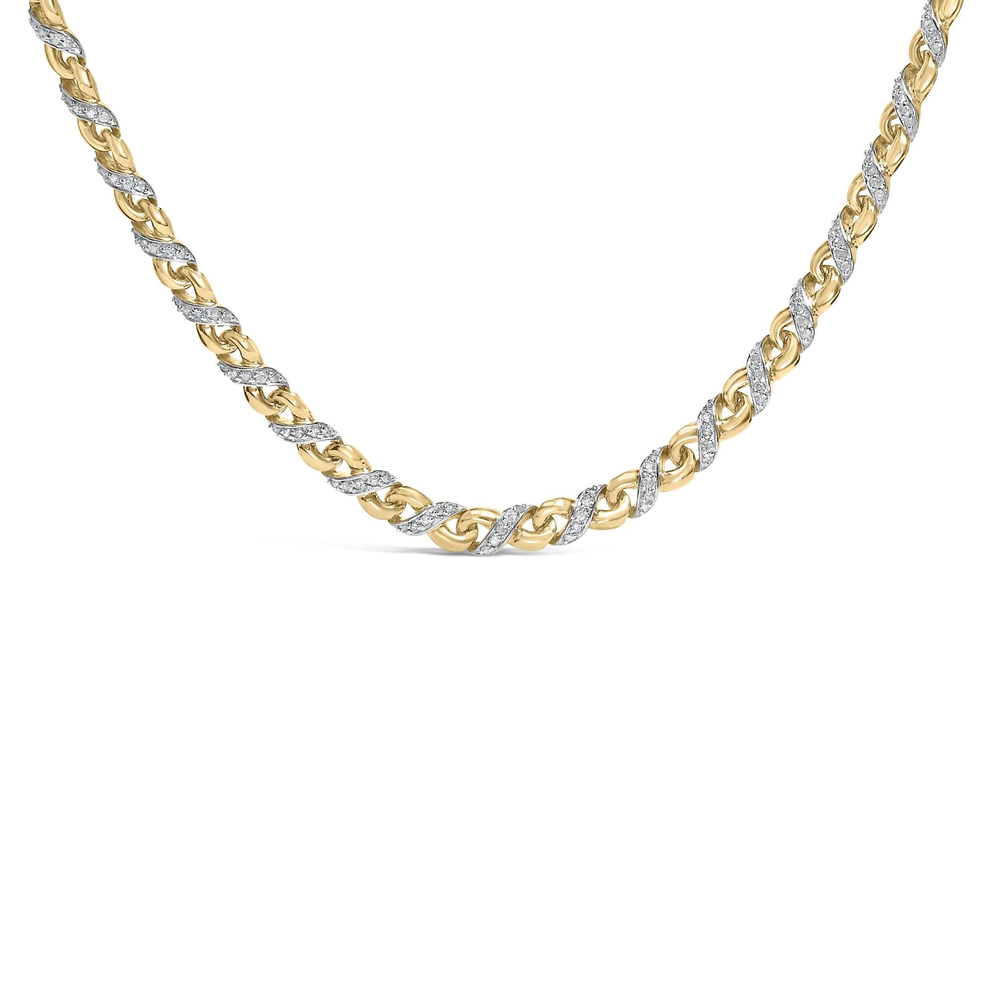 10K Yellow Gold 1 cttw Diamond Riviera Statement Pendant Necklace (J-K, I2-I3)