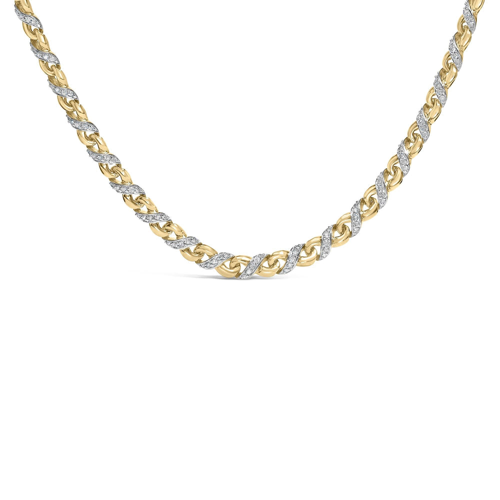 10K Yellow Gold 1 cttw Diamond Riviera Statement Pendant Necklace (J-K, I2-I3)