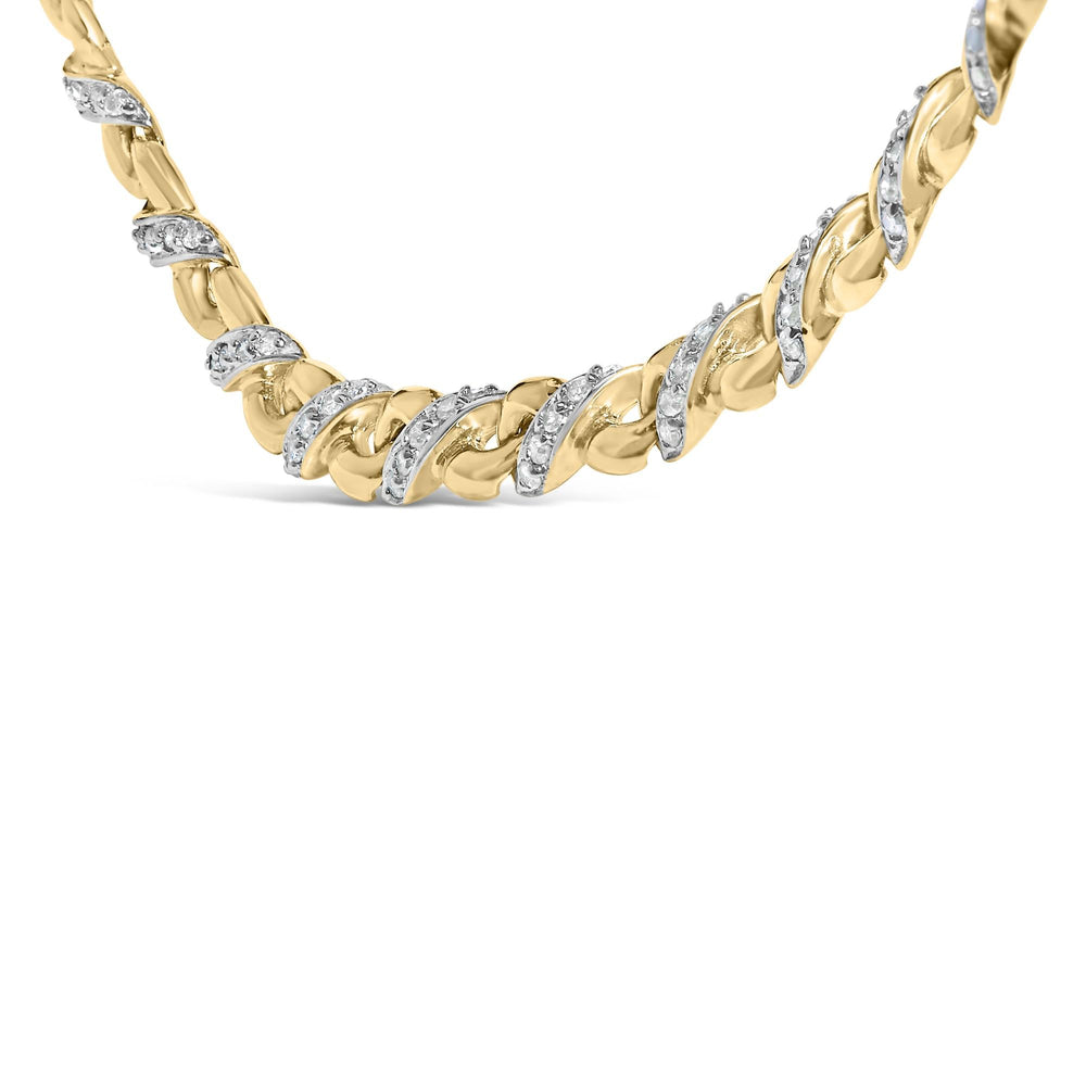 10K Yellow Gold 1 cttw Diamond Riviera Statement Pendant Necklace (J-K, I2-I3)