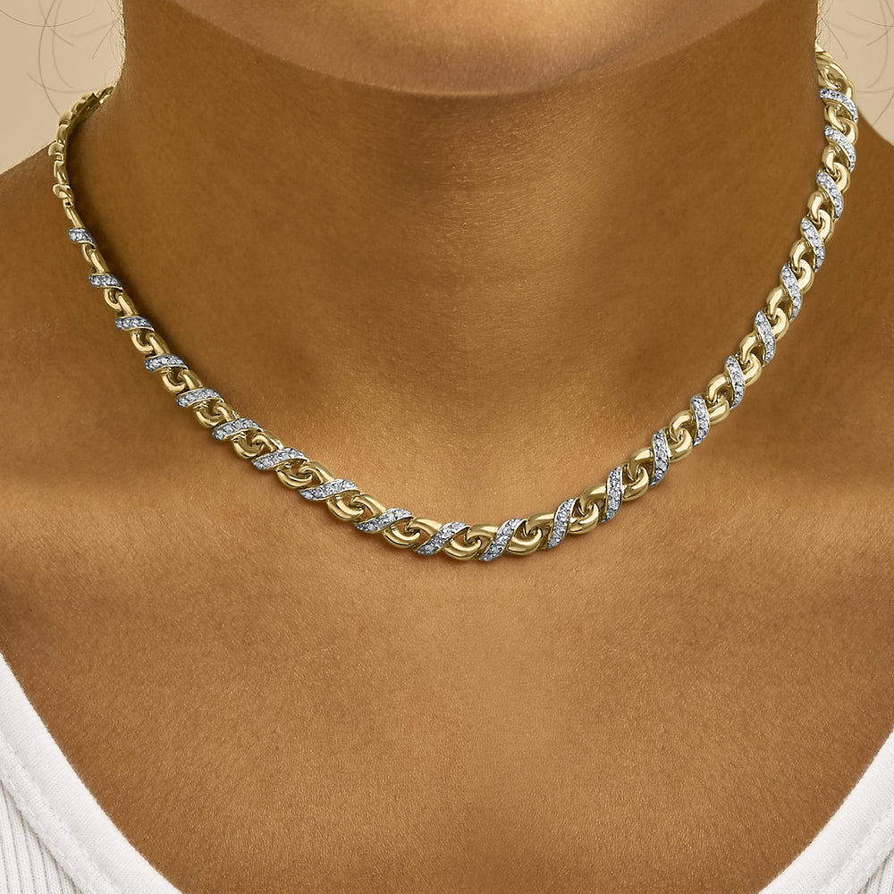 10K Yellow Gold 1 cttw Diamond Riviera Statement Pendant Necklace (J-K, I2-I3)