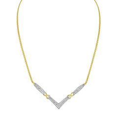 14K Yellow and White Gold 2.0 Cttw Princess Cut Diamond Flared and X-Station V Shaped 18” Franco Chain Statement Necklace (H-I Color, SI2-I1 Clarity)