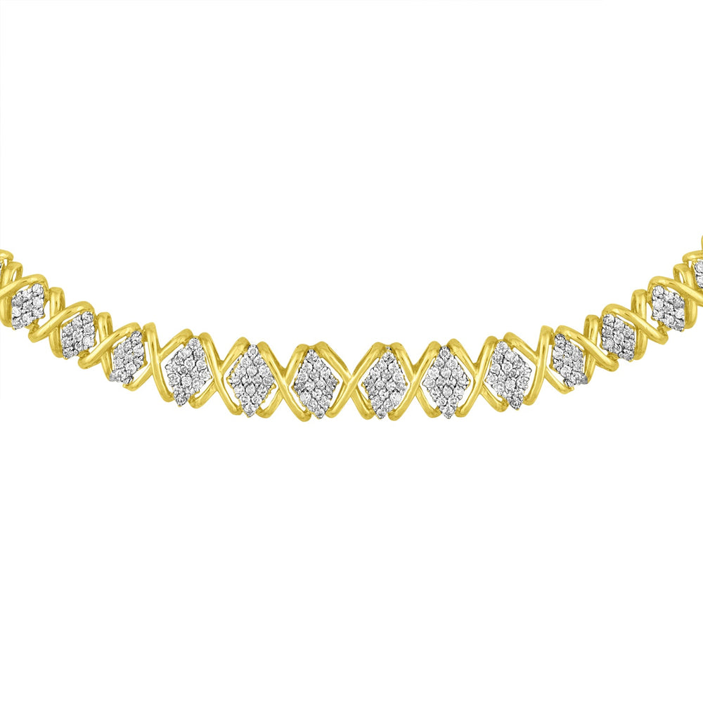 10K Yellow Gold 4 cttw Brilliant Round-Cut Diamond Graduating Riviera Statement Necklace (H-I Color, I2-I3 Clarity)
