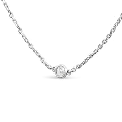 14K White Gold 1/2 Cttw Bezel Set Lab Grown Diamond 5 Station Necklace -18"