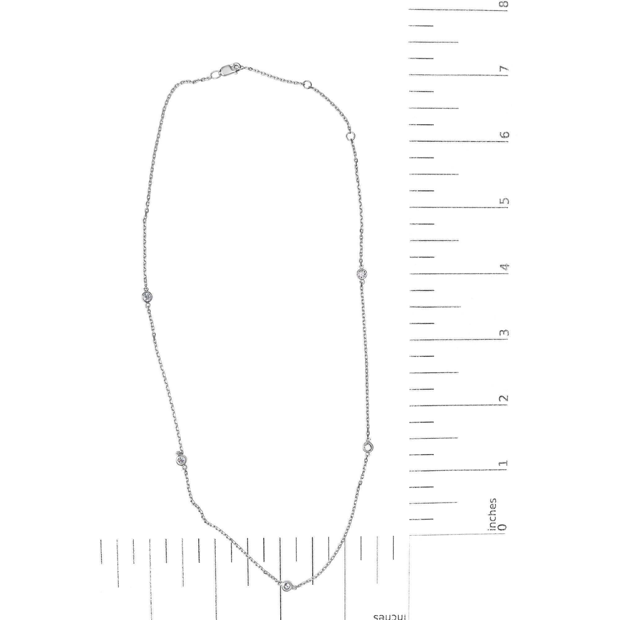 14K White Gold 1/2 Cttw Bezel Set Lab Grown Diamond 5 Station Necklace -18"