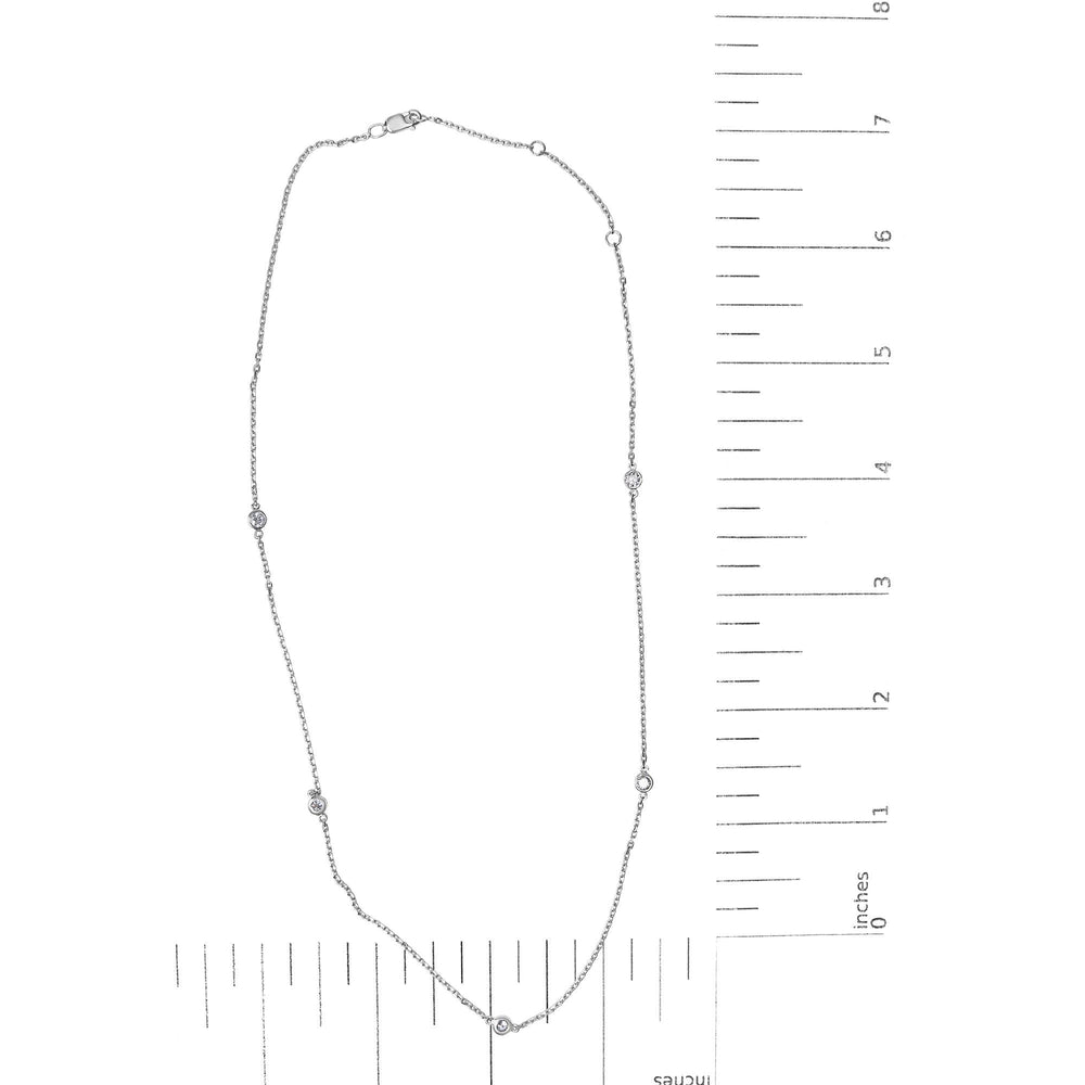 .925 Sterling Silver 1/2 Cttw Bezel Set Lab Grown Diamond 5 Station Necklace  - 18"