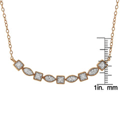 10KT Rose Gold Plated Sterling Silver Round Diamond Bar Necklace (1/4 cttw, I-J Color, I2-I3 Clarity)