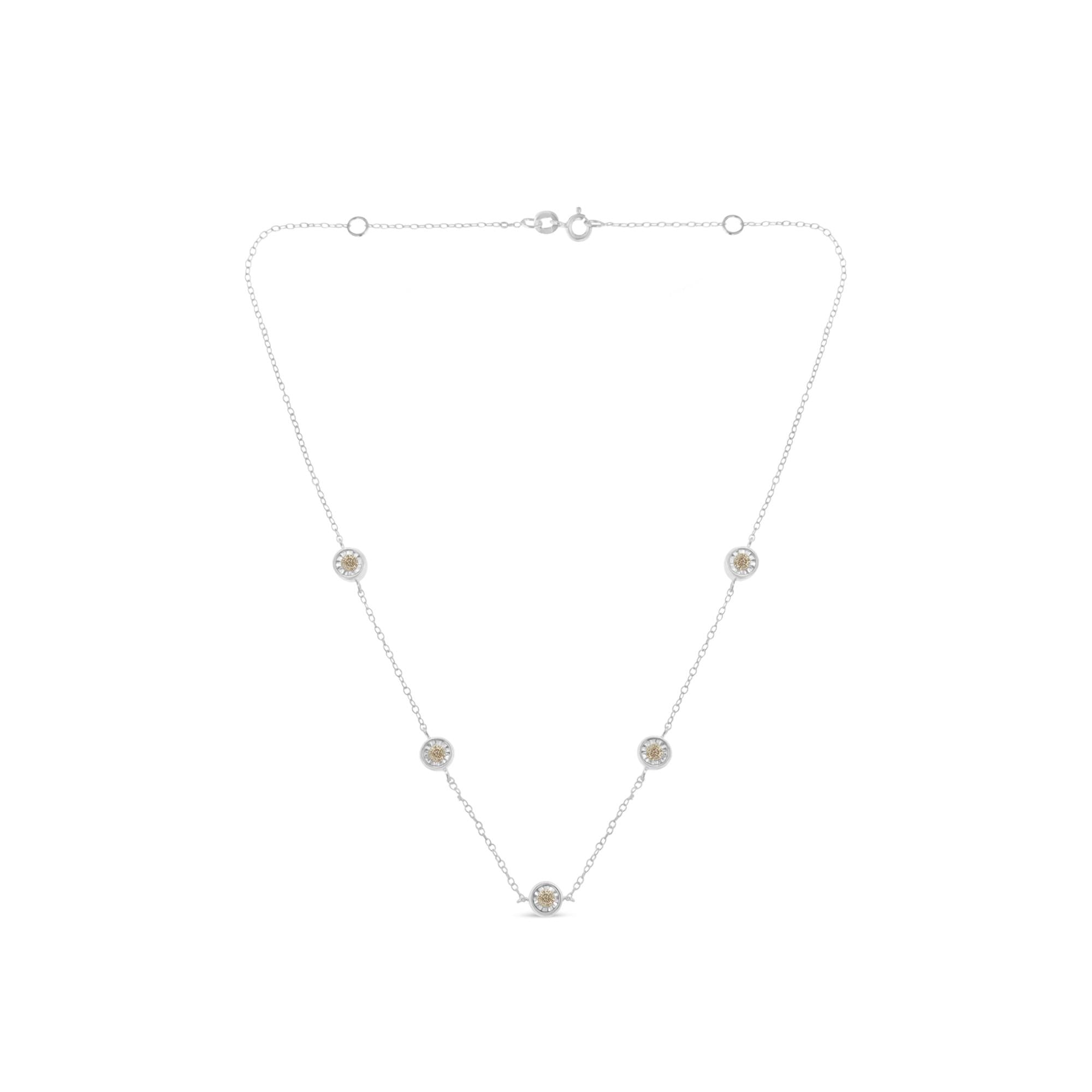 Sterling Silver Diamond Station Necklace (1/2 cttw, I-J Color, I1-I2 Clarity)
