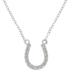 .925 Sterling Silver 1/4 cttw Diamond Horseshoe Necklace (I-J, I3)