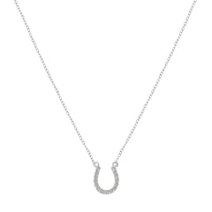.925 Sterling Silver 1/4 cttw Diamond Horseshoe Necklace (I-J, I3)