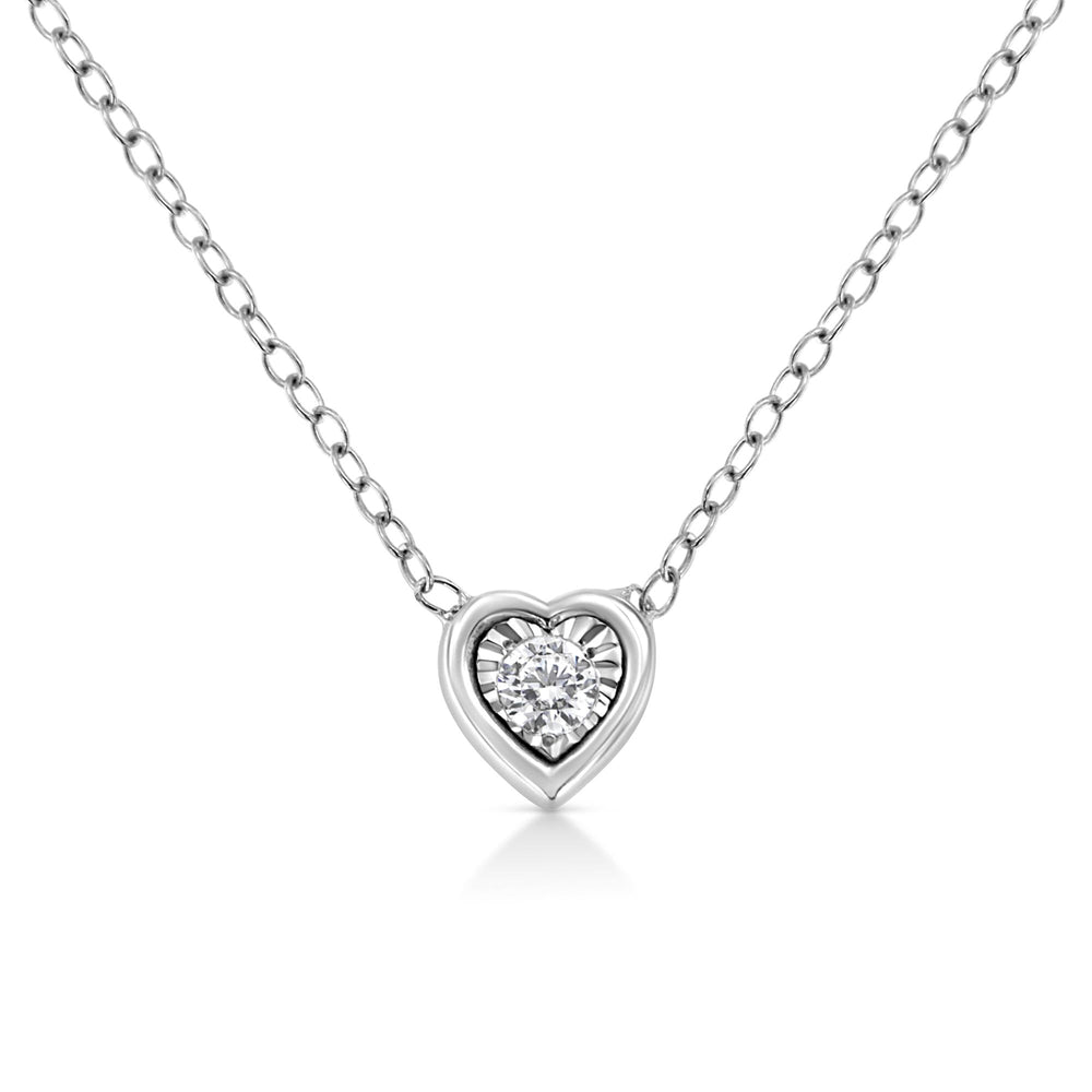 10K White Gold 1/10 Cttw Miracle Set Round-Cut Diamond 18" Pendant Necklace - Choice of Shape