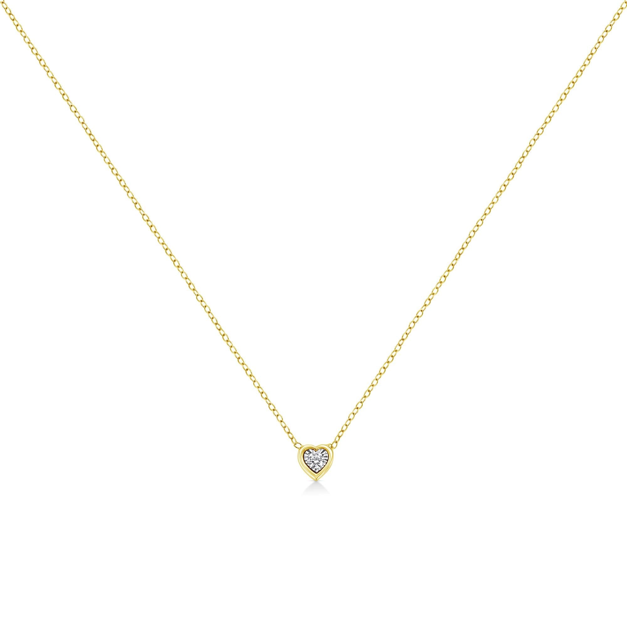 10K Yellow Gold Plated .925 Sterling Silver 1/10 Cttw Miracle Set Round Diamond 18" Pendant Necklace - Choice of Shapes