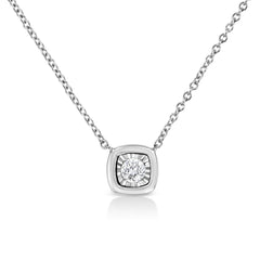 10K Yellow Gold Plated .925 Sterling Silver 1/10 Cttw Miracle Set Round Diamond 18" Pendant Necklace - Choice of Shapes