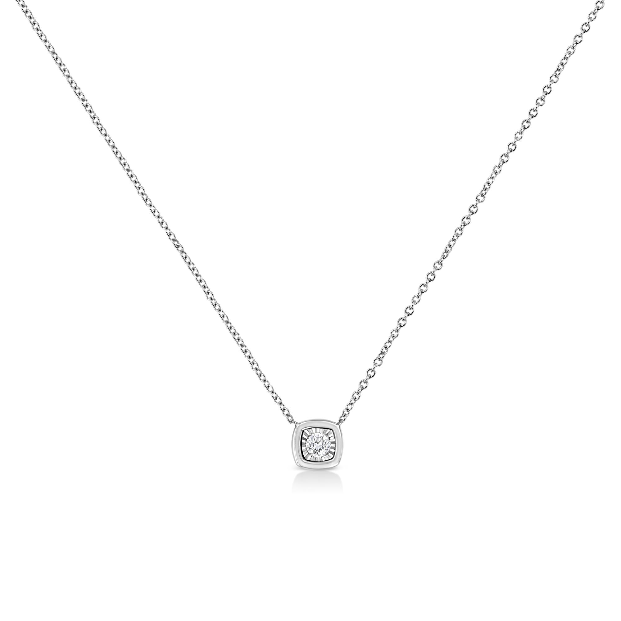 10K Yellow Gold Plated .925 Sterling Silver 1/10 Cttw Miracle Set Round Diamond 18" Pendant Necklace - Choice of Shapes
