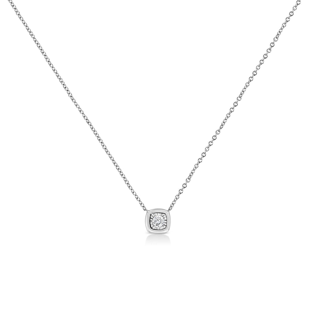 10K Yellow Gold Plated .925 Sterling Silver 1/10 Cttw Miracle Set Round Diamond 18" Pendant Necklace - Choice of Shapes