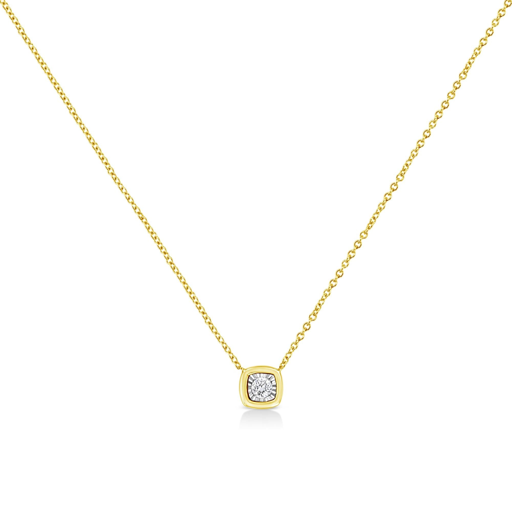 10K Yellow Gold Plated .925 Sterling Silver 1/10 Cttw Miracle Set Round Diamond 18" Pendant Necklace - Choice of Shapes