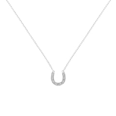 .925 Sterling Silver Diamond Accent Horseshoe U Shape 18" Pendant Necklace (H-I Clarity, I2-I3 Color)