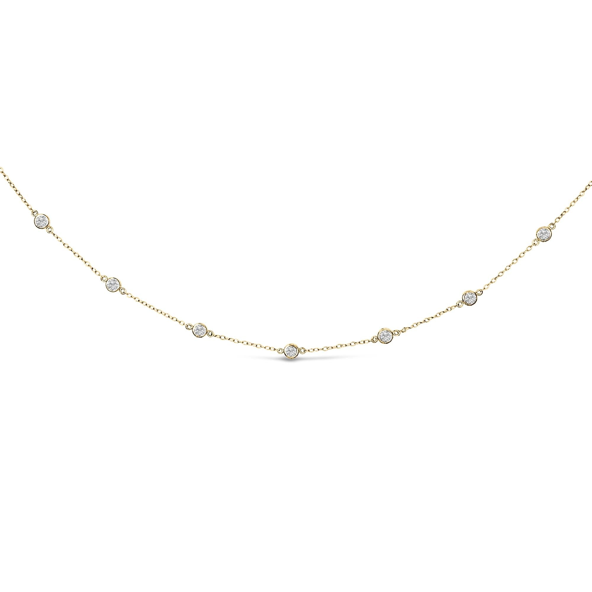10K Gold Diamond Station Necklace (1 cttw, J-K Color, I1-I2 Clarity)