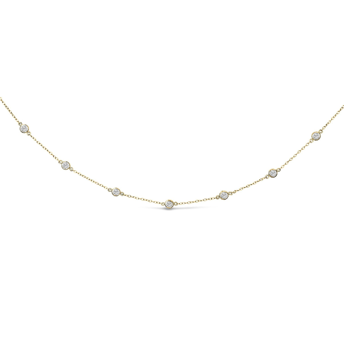 10K Gold Diamond Station Necklace (1 cttw, J-K Color, I1-I2 Clarity)