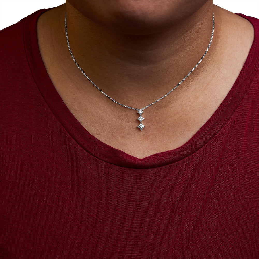10K Gold 1/5 Cttw Princess Cut Diamond 3 Stone Drop 18" Pendant Necklace (H-I Color, SI2-I1 Clarity)