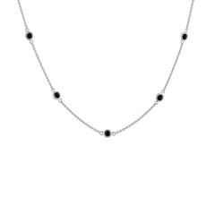 .925 Sterling Silver 1 Cttw Treated Fancy Black Diamond Station Necklace (I1-I2 Clarity) - 18”