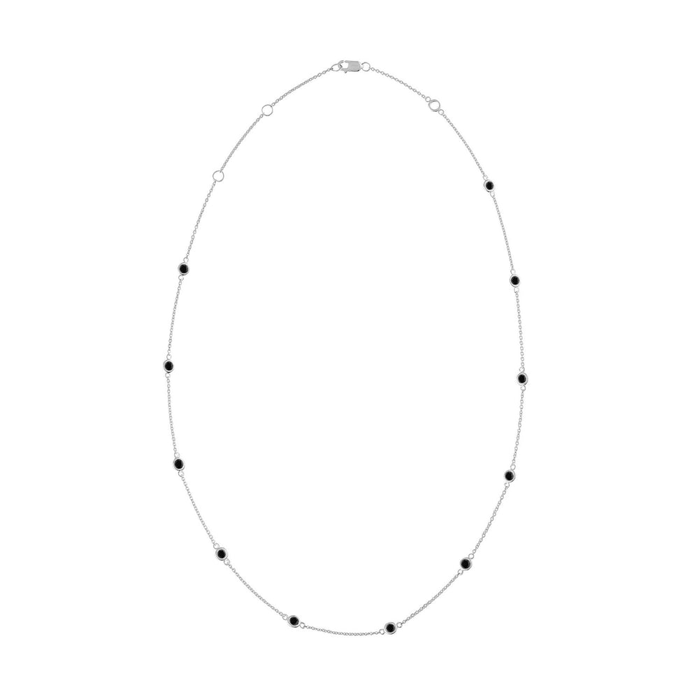 .925 Sterling Silver 1 Cttw Treated Fancy Black Diamond Station Necklace (I1-I2 Clarity) - 18”