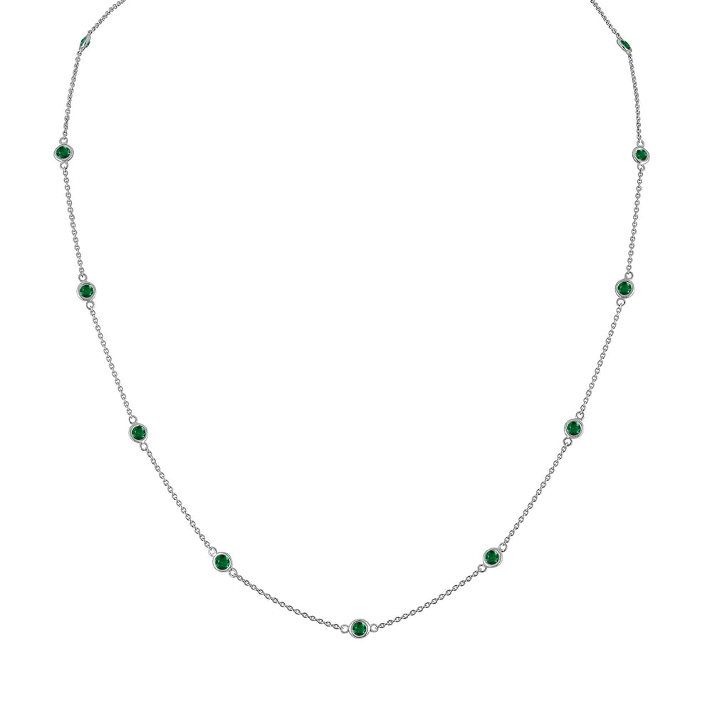 Sterling Silver Green Treated Diamond Station Necklace (1 cttw, Green Color, I1-I2 Clarity)