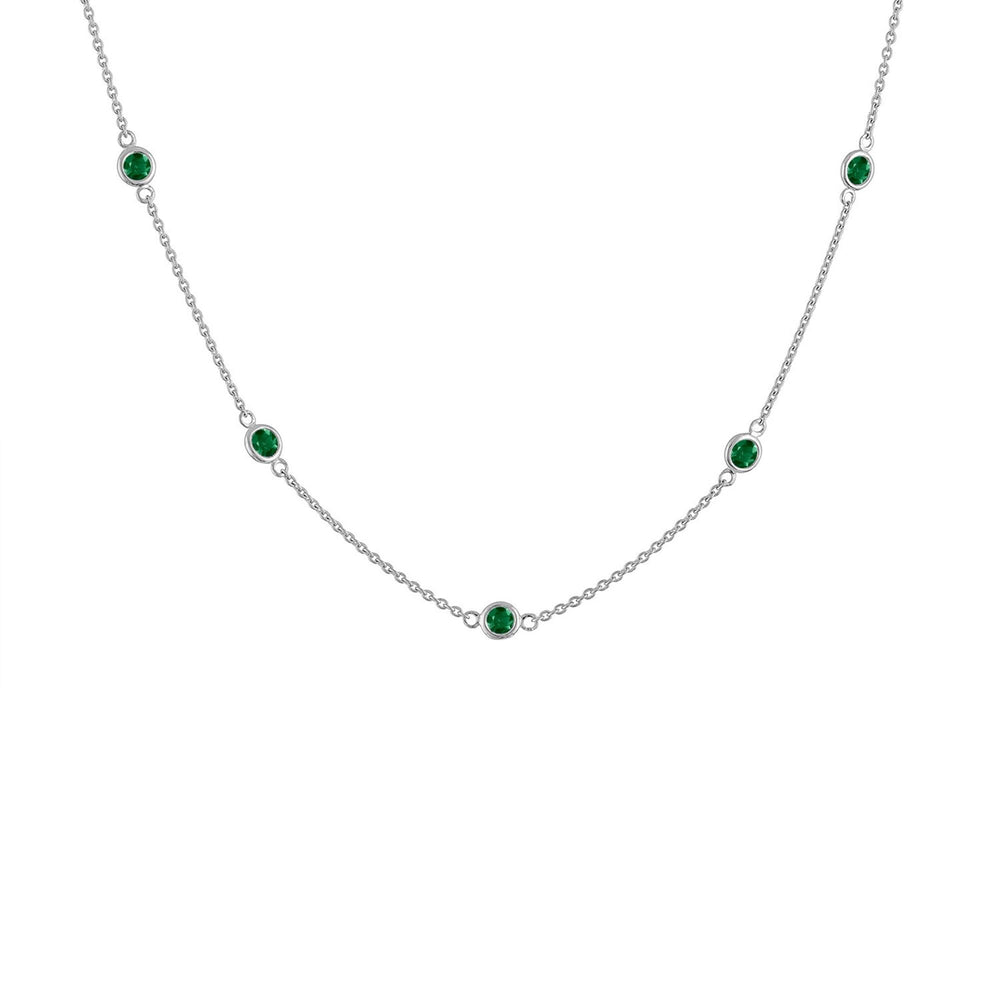 Sterling Silver Green Treated Diamond Station Necklace (1 cttw, Green Color, I1-I2 Clarity)