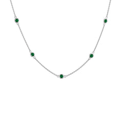 Sterling Silver Green Treated Diamond Station Necklace (1 cttw, Green Color, I1-I2 Clarity)