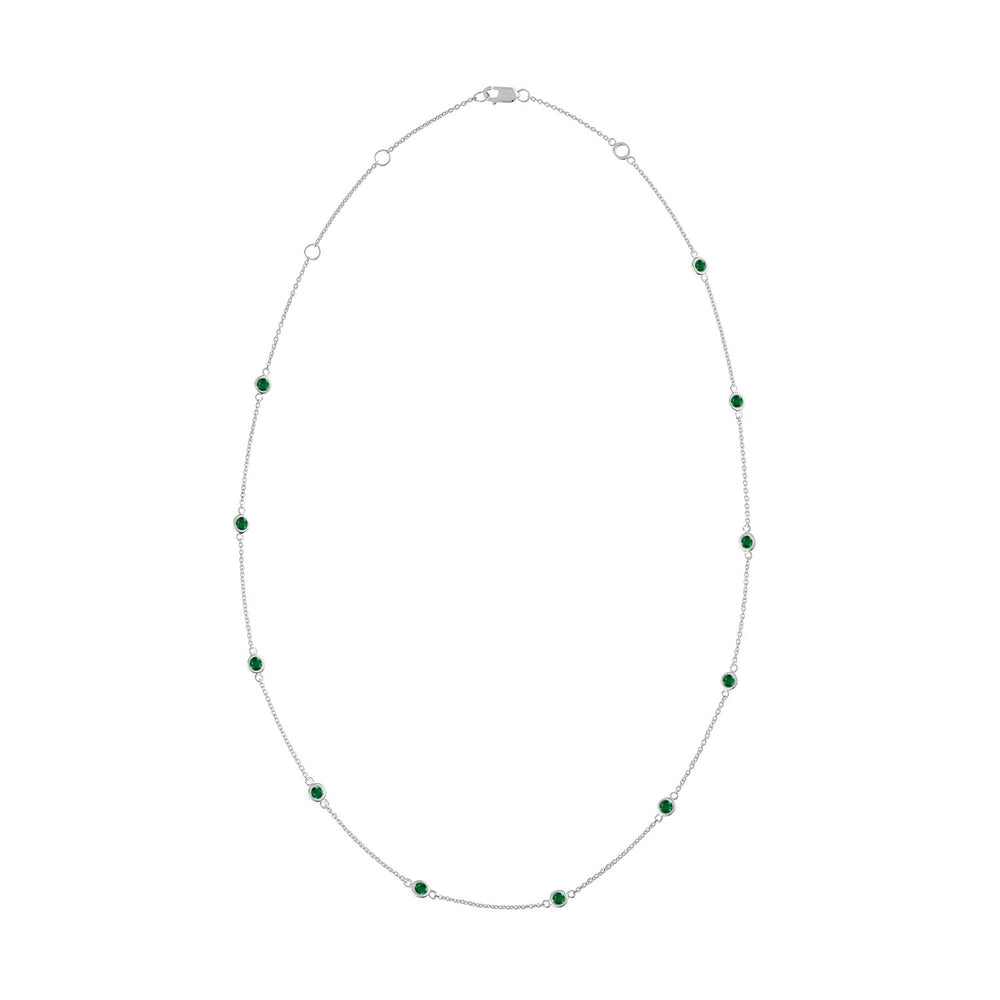 Sterling Silver Green Treated Diamond Station Necklace (1 cttw, Green Color, I1-I2 Clarity)