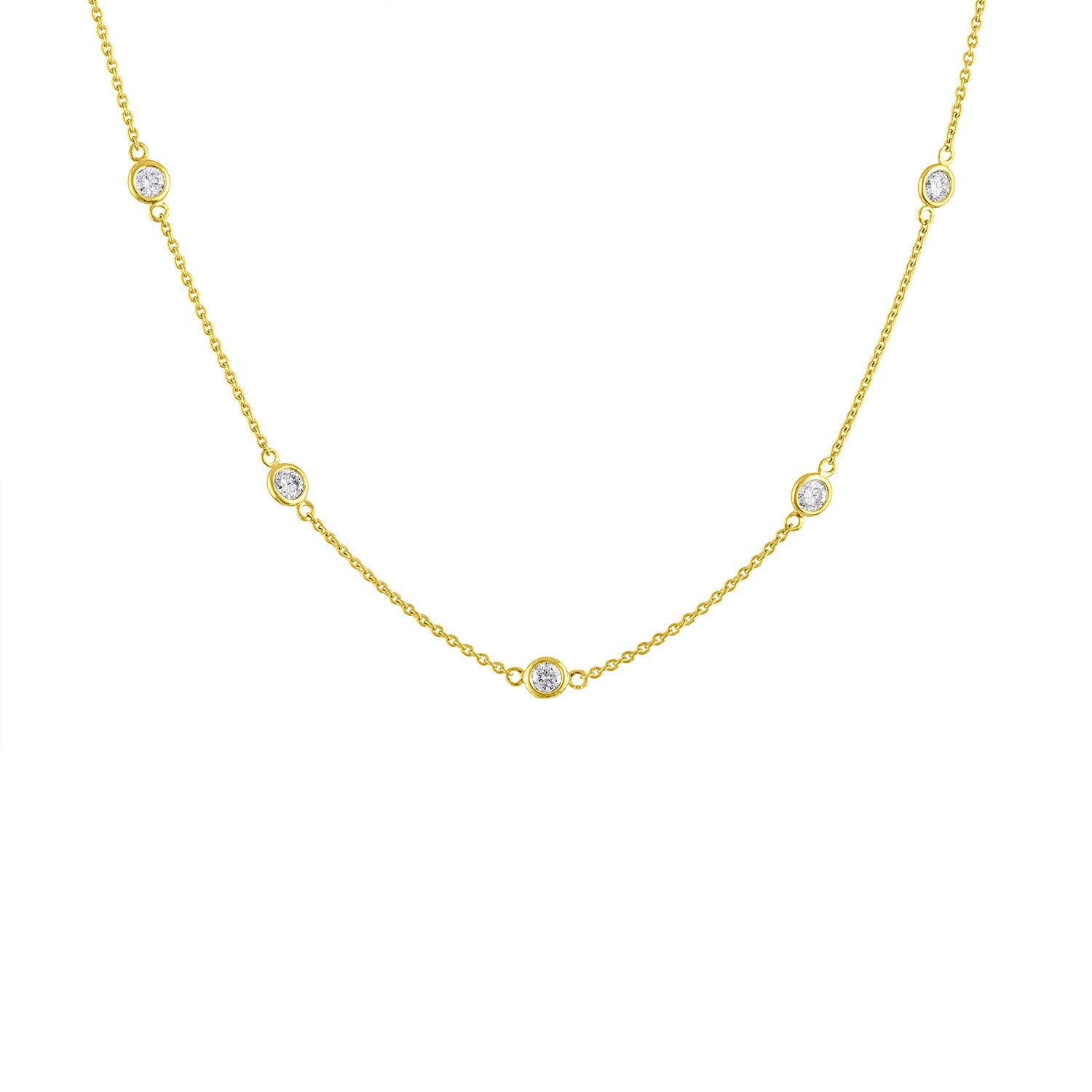 14K Gold Diamond Station Necklace (1 1/10 cttw, H-I Color, VS2-SI1 Clarity)