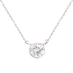 .925 Sterling Silver 1/2 Cttw Diamond Bezel 18" Pendant Necklace (I-J Color, I2-I3 Clarity)