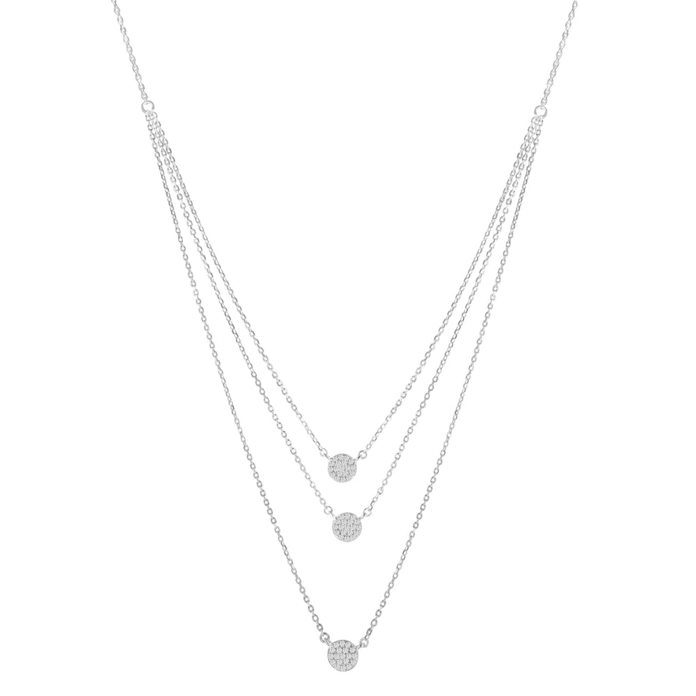 .925 Sterling Silver 1/2 Cttw Round Diamond Medallion Multi-Strand Tri Pendant 18" Necklace (H-I Color, I2-I3 Clarity)