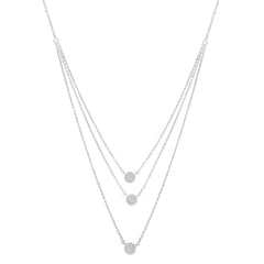 .925 Sterling Silver 1/2 Cttw Round Diamond Medallion Multi-Strand Tri Pendant 18" Necklace (H-I Color, I2-I3 Clarity)