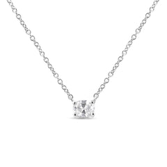 14K White Gold 1/5 Cttw Oval Shape Solitaire Diamond East West 18" Pendant Necklace (G-H Color, VS2-SI1Clarity)