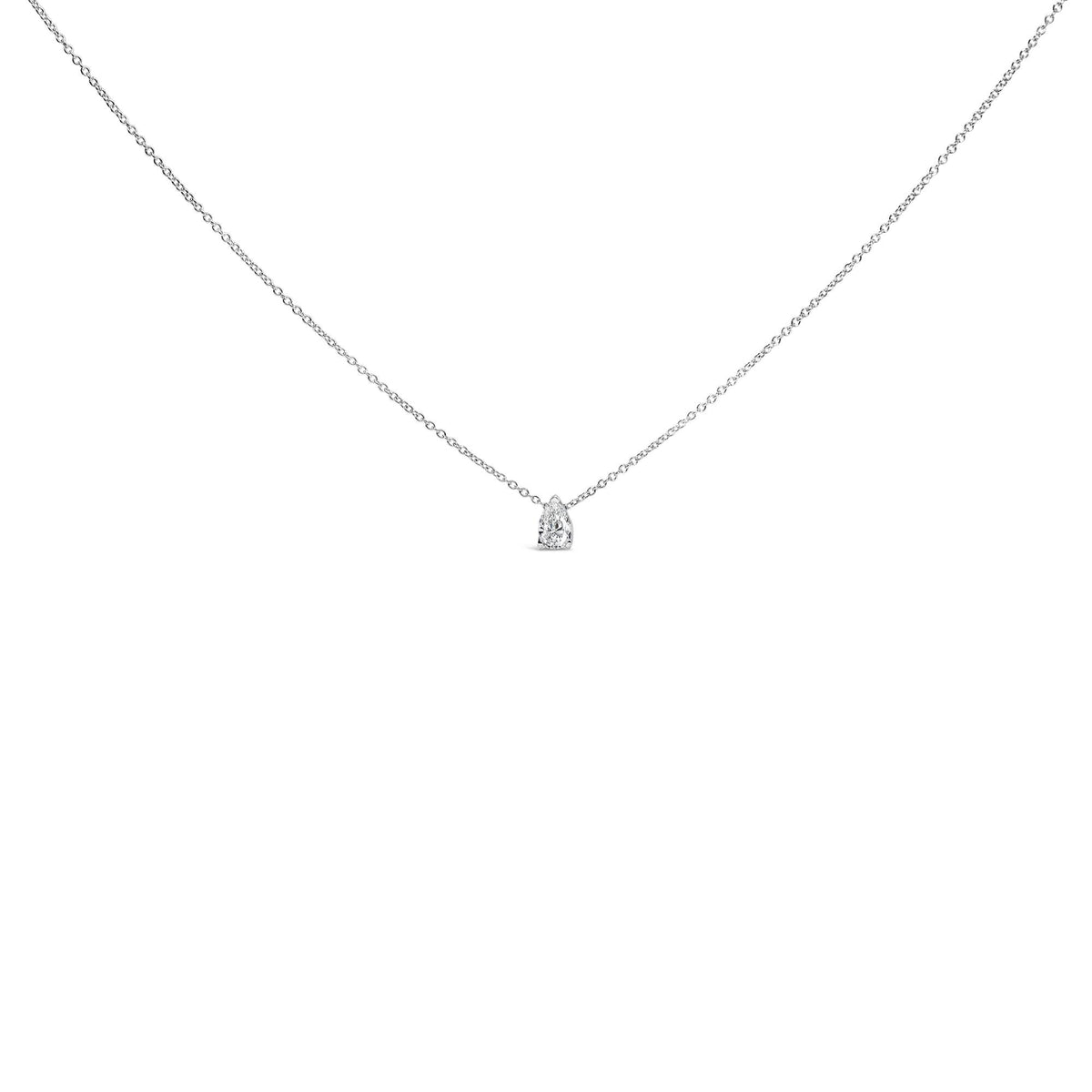 14K White Gold Pear Shape Lab Grown Diamond Solitaire Pendant Necklace (F-G Color, VS2-SI1 Clarity)