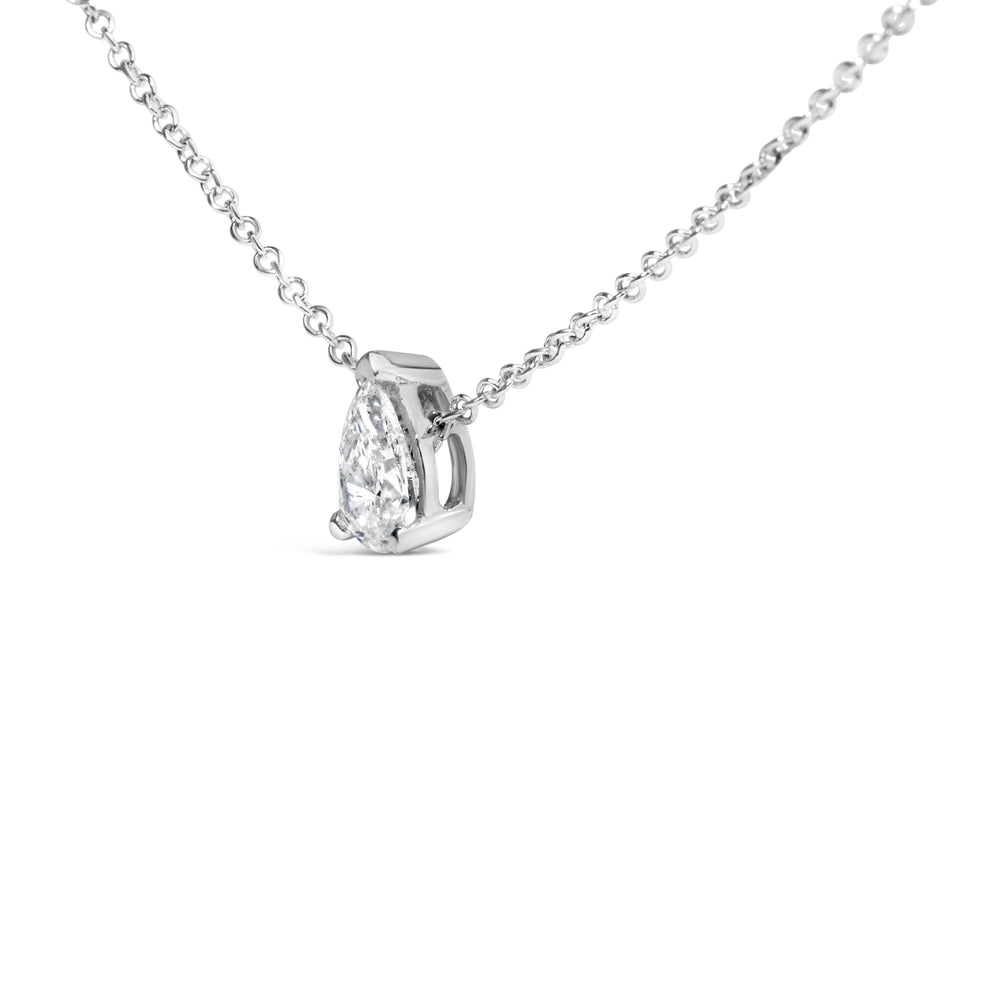 14K White Gold Pear Shape Lab Grown Diamond Solitaire Pendant Necklace (F-G Color, VS2-SI1 Clarity)