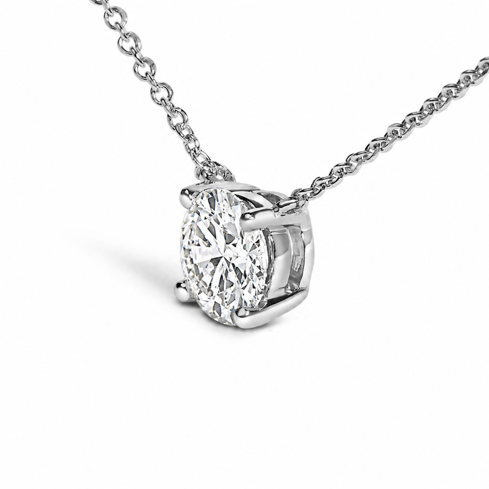 14K White Gold 1.00 Cttw Lab Grown Diamond Solitaire Pendant