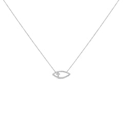 .925 Sterling Silver 1/2 Cttw Diamond Cross and Evil Eye 18" Inch Pendant Necklace (H-I Color, SI1-SI2 Clarity)