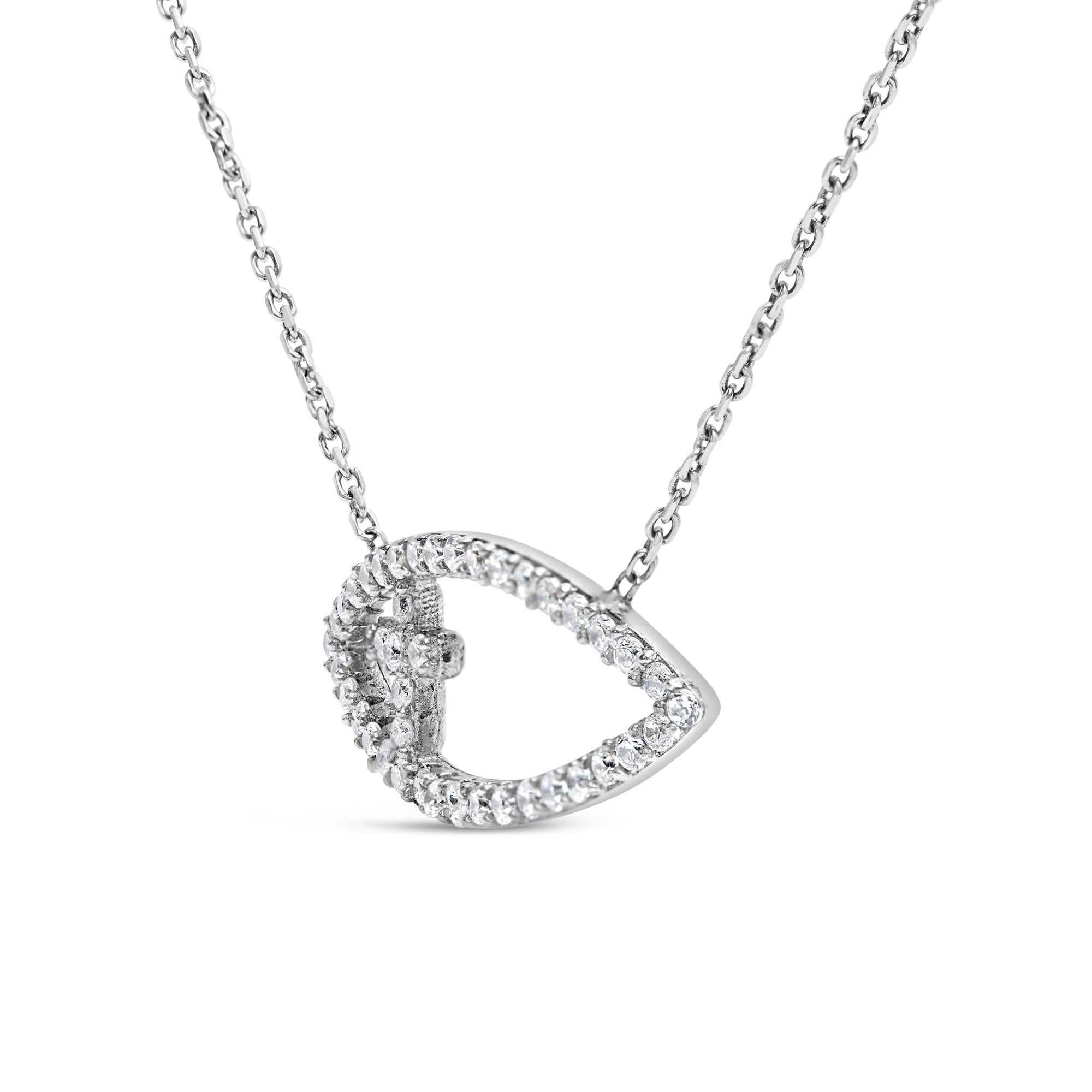 .925 Sterling Silver 1/2 Cttw Diamond Cross and Evil Eye 18" Inch Pendant Necklace (H-I Color, SI1-SI2 Clarity)