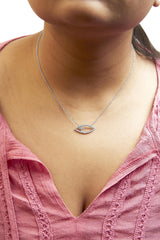 .925 Sterling Silver 1/2 Cttw Diamond Cross and Evil Eye 18" Inch Pendant Necklace (H-I Color, SI1-SI2 Clarity)