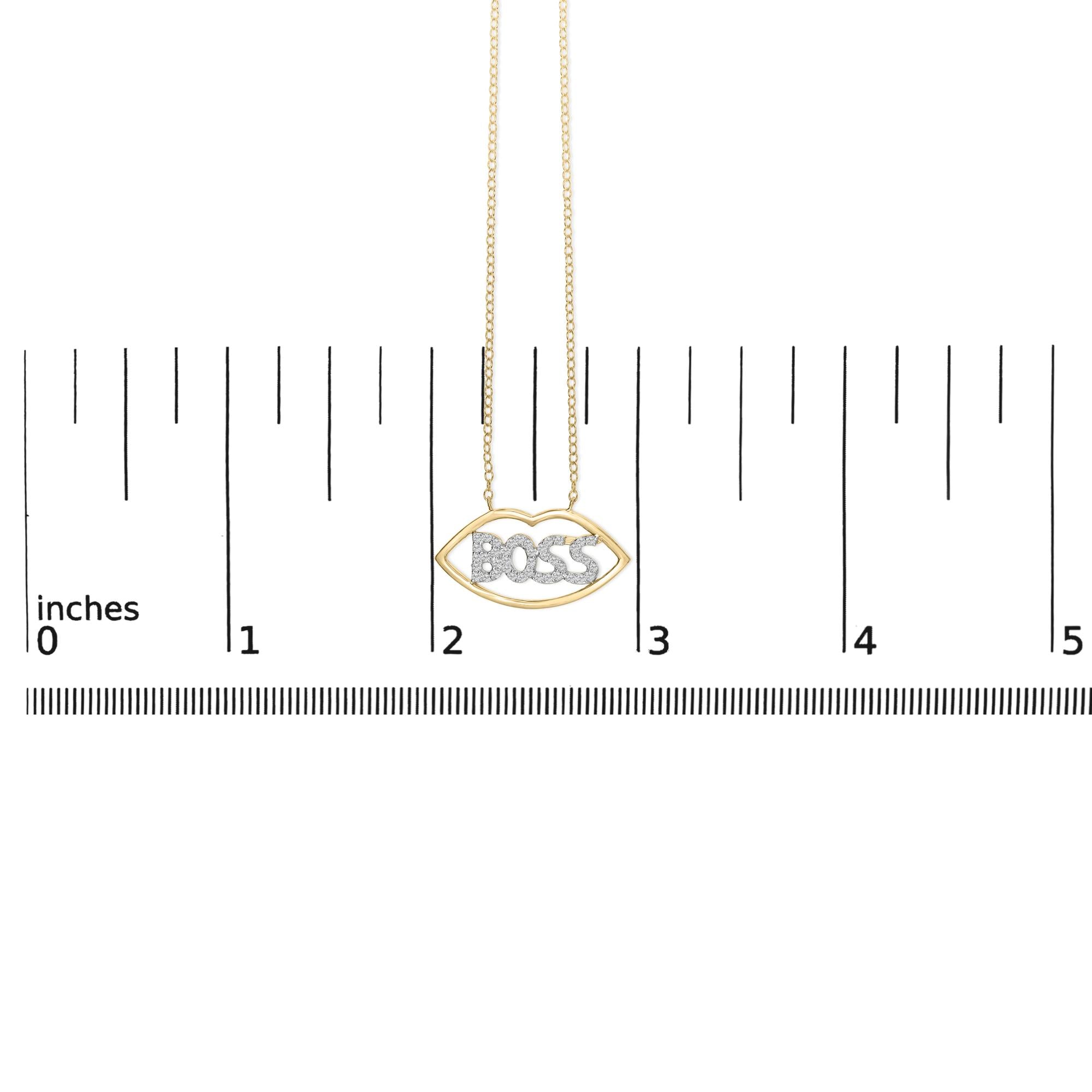 14K Yellow Gold Plated Silver 1/4 Cttw Diamond "Boss" Pendant Necklace - 18 Inch