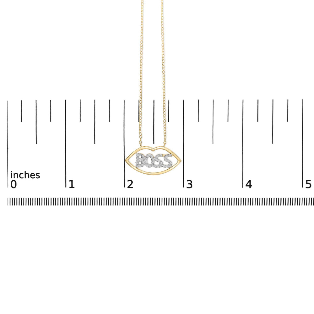 14K Yellow Gold Plated Silver 1/4 Cttw Diamond "Boss" Pendant Necklace - 18 Inch