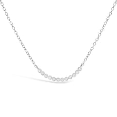 .925 Sterling Silver Diamond Accent Curved Bar Necklace- 18"