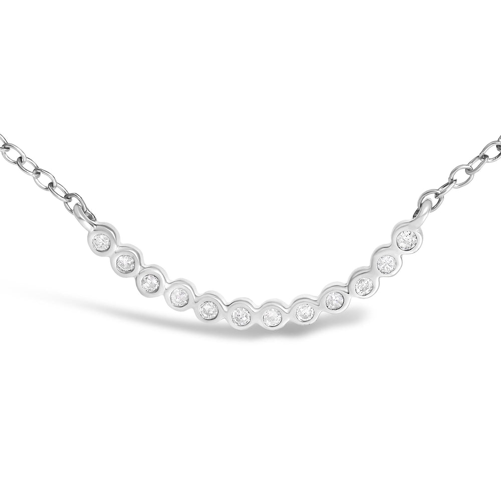.925 Sterling Silver Diamond Accent Curved Bar Necklace- 18"